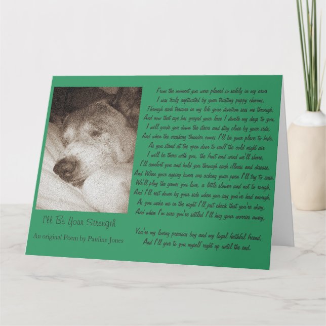 Tarjeta durmiente antiguo poema de simpatía animal de perr (Anverso)