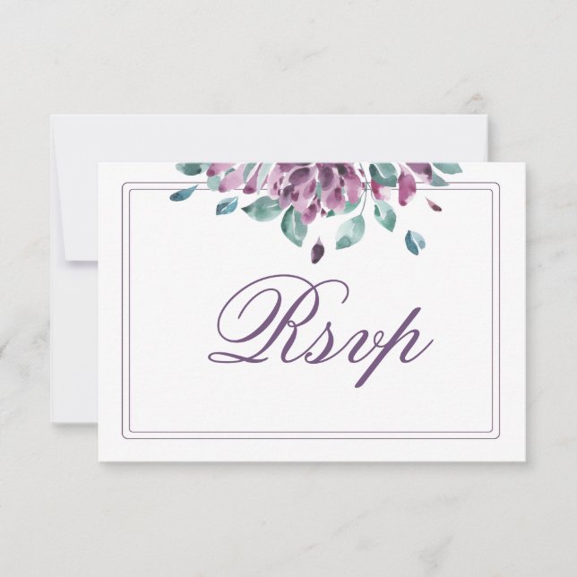 Tarjeta Dusky Purple Fall Floral RSVP (Anverso)