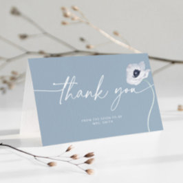 Tarjeta Duste azul floral boda minimalista gracias