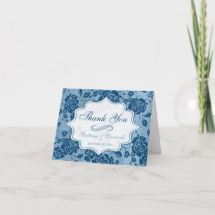 Tarjeta Duste Blue and White Floral Damask