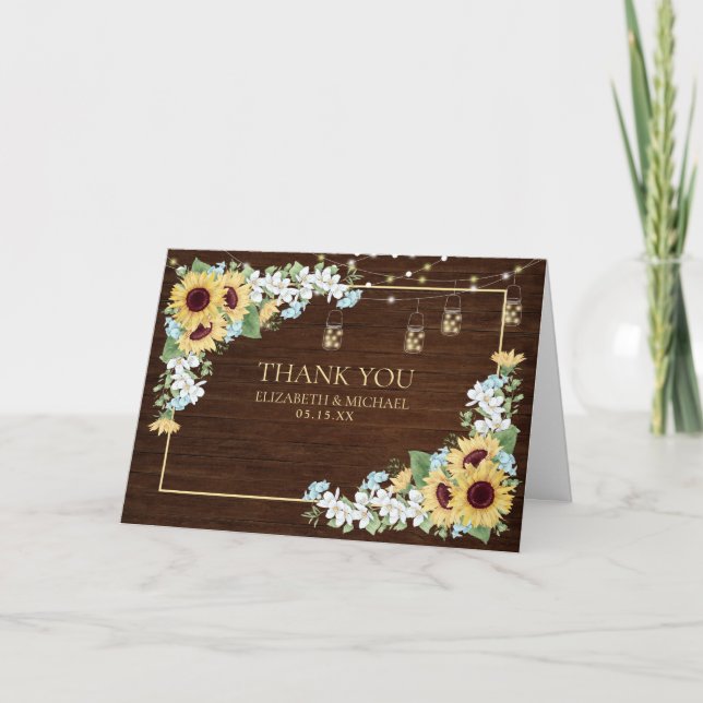 Tarjeta Duste Floral Azul de girasol de madera ruidosa Gra (Anverso)