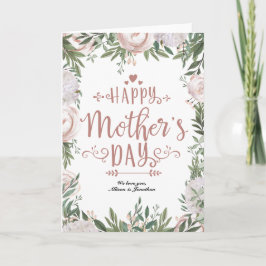 Tarjeta Duste floral rosa wreath feliz día de la madre