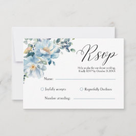 Tarjeta Dusty Blue Botanical Floral RSVP
