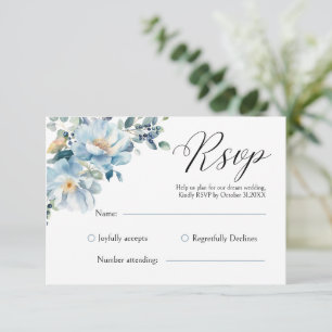 Tarjeta Dusty Blue Botanical Floral RSVP