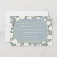 Dusty Blue Chinoiserie Flores de Marfil Boda RSVP