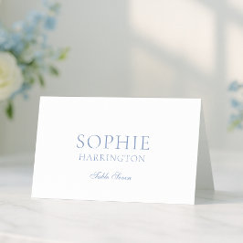 Tarjeta Dusty Blue Floral Monogram Wedding Place Card