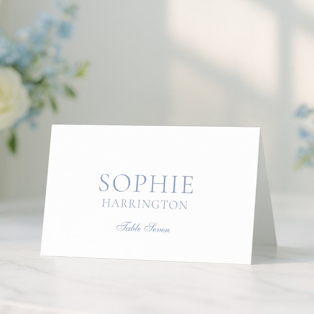Tarjeta Dusty Blue Floral Monogram Wedding Place Card (Subido por el creador)