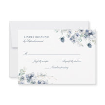Tarjeta Dusty Blue Floral RSVP