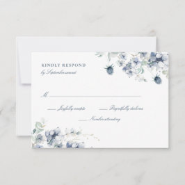 Tarjeta Dusty Blue Floral RSVP
