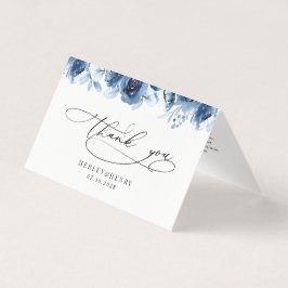 Tarjeta Dusty Blue Floral Wedding Folded Thank You Cards