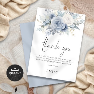 Tarjeta Dusty Blue Florals Baby Shower Gracias