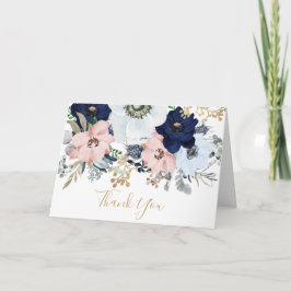 Tarjeta Dusty Blue & Pink Rose Gracias