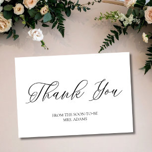 Tarjeta Dusty Blue Script con Corazón Bridal Agradecimient