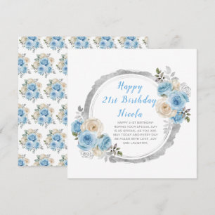 Tarjeta Dusty Blue Silver Elegant Flowday Party