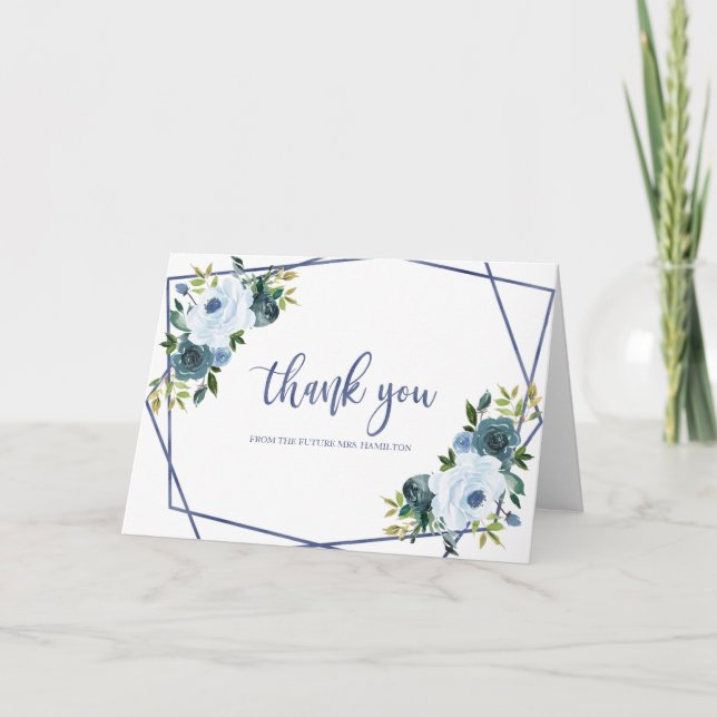 Tarjeta Dusty Blue Watercolor Bridal Shower (Anverso)