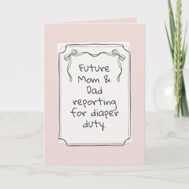 Tarjeta Dusty Pink Cute Minimalist Pregnancy Announcement (Anverso)