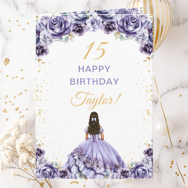 Tarjeta Dusty Purple Princess Floral Feliz cumpleaños