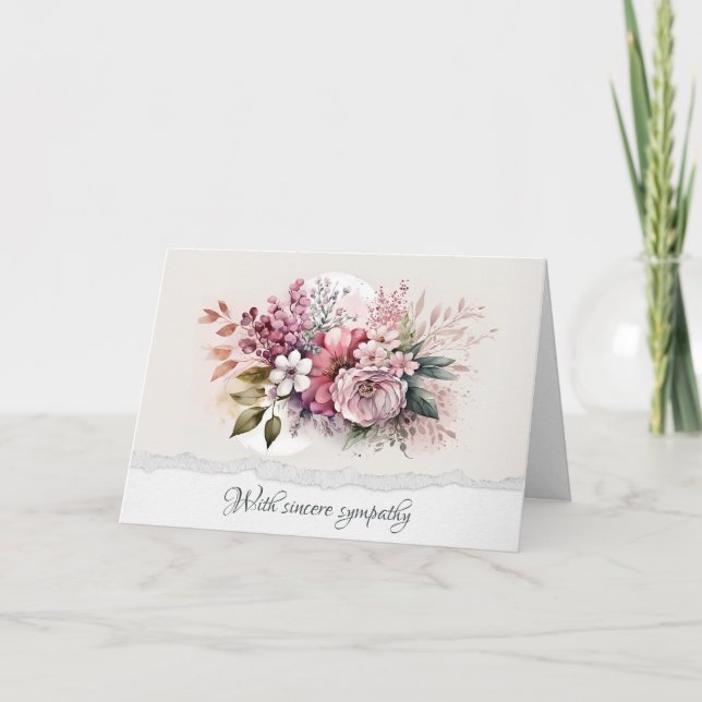 Tarjeta Dusty Rosa Floral Bouquet Simpatía (Anverso)