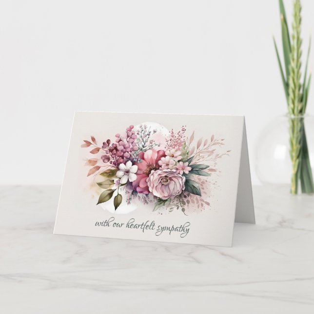 Tarjeta Dusty Rosa Floral Bouquet Simpatía (Anverso)
