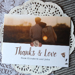 Tarjeta Dusty Rosas rosados Boda botánico Gracias