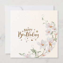 Tarjeta Dusty Rose Floral Wreath Flat Happy Birthday Card