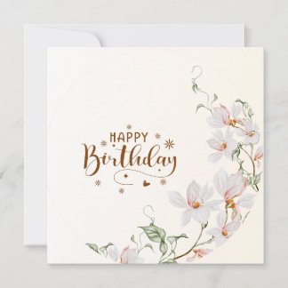 Tarjeta Dusty Rose Floral Wreath Flat Happy Birthday Card