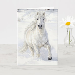 Tarjeta Dyfra el caballo islandés galopando en la nieve