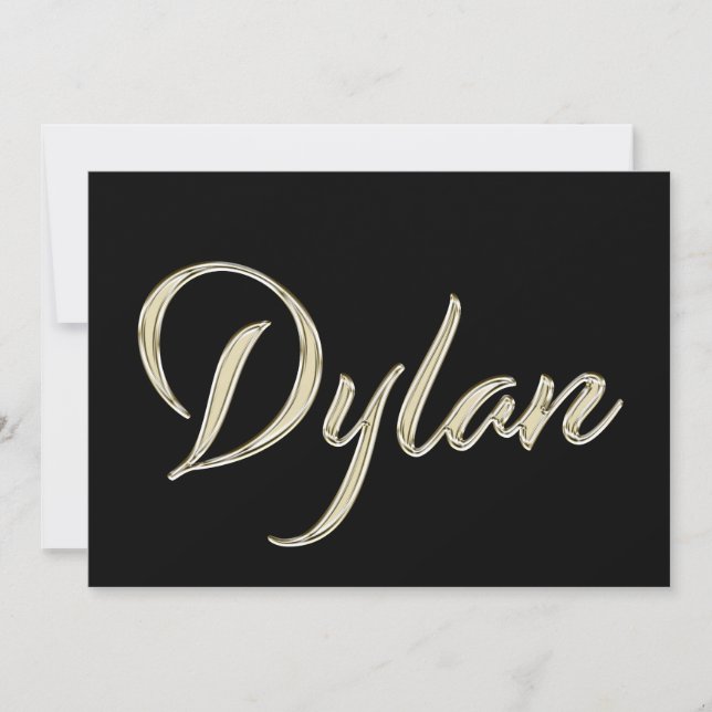 Tarjeta Dylan Name white gold Handwriting Karte (Anverso)