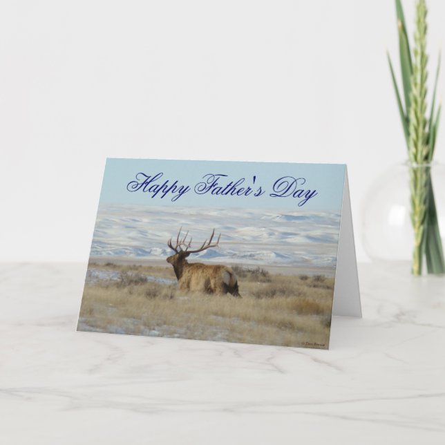 Tarjeta E22 Alce toro y colinas nevadas (Anverso)