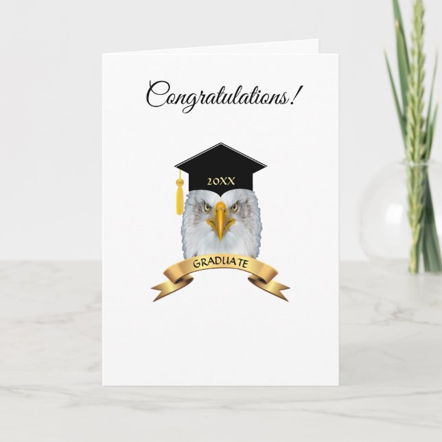 Tarjeta Eagle graduation felicitaciones por el blanco (Anverso)