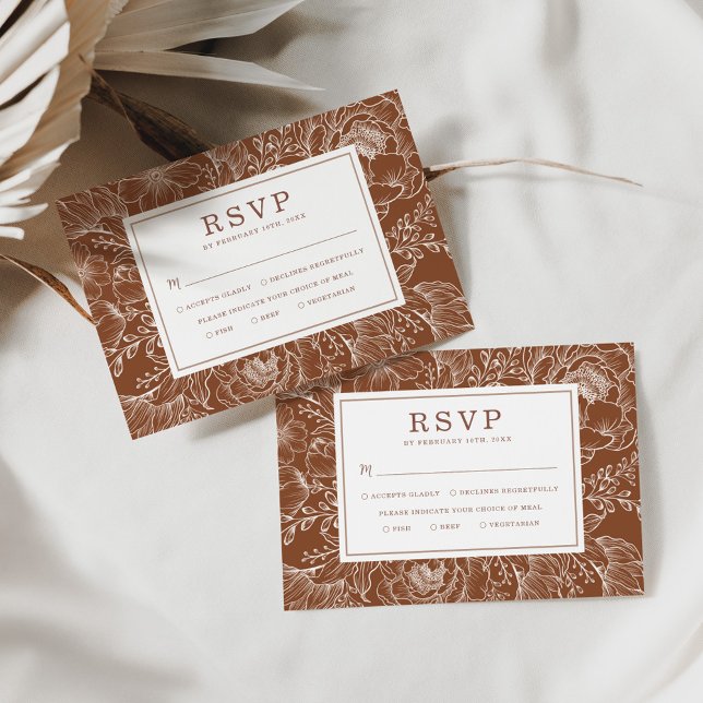 Tarjeta Earth Tone Botanical Floral Wedding RSVP Card (Subido por el creador)