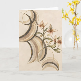 Tarjeta Earthy Abstract Floral & Calligraphy Lines Art Pri