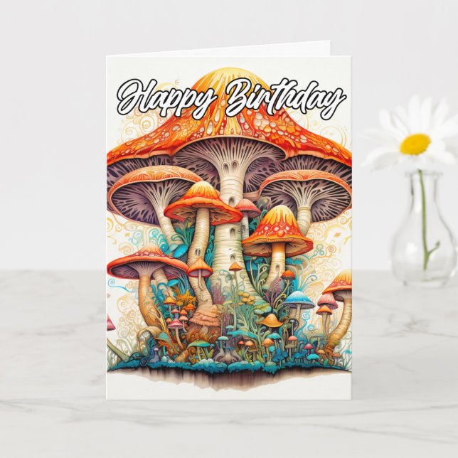 Tarjeta Earthy Sprouting Mushroom Hut Ilustracion (Planta pequeña)