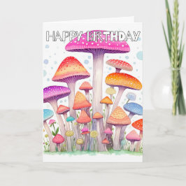 Tarjeta Earthy Sprouting Mushroom Hut Ilustracion