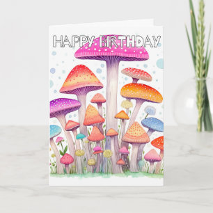 Tarjeta Earthy Sprouting Mushroom Hut Ilustracion