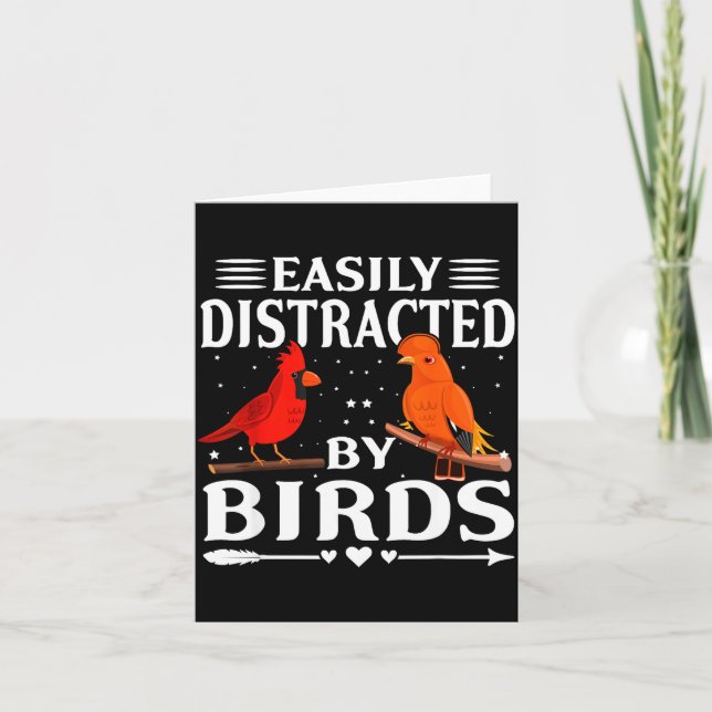 Tarjeta Easily Distracted By Birds Cute Funny Quote Bird L (Anverso)