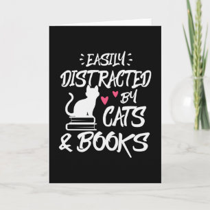 Tarjeta Easily Distracted By Cats and Books