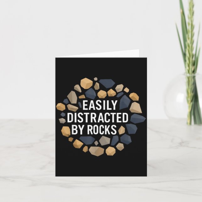 Tarjeta Easily Distracted By Rocks Funny Geology Rock Coll (Anverso)