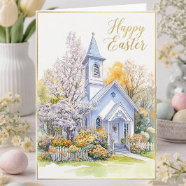 Tarjeta Easter Blessing Watercolor Spring Church Floral