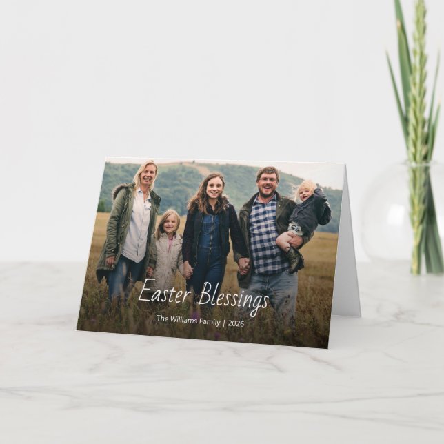 Tarjeta Easter Blessings Christian Family Photo Modern (Anverso)