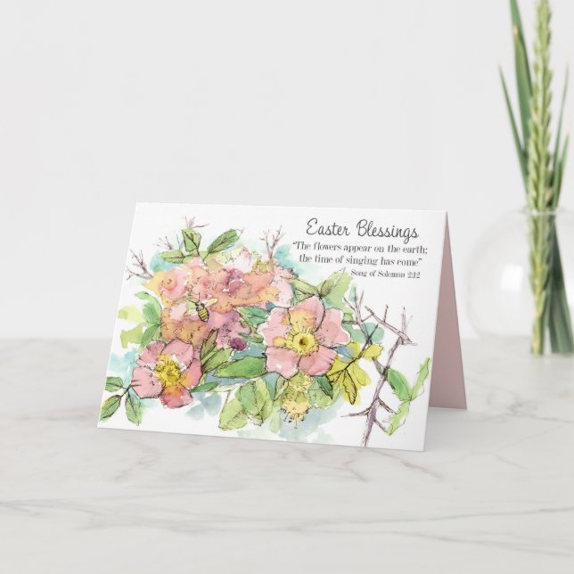 Tarjeta Easter Blessings Song of Solomon Wild Roses (Anverso)