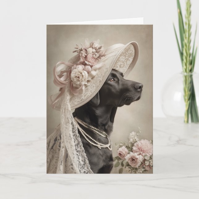 Tarjeta Easter Bonnet Black Lab (Anverso)