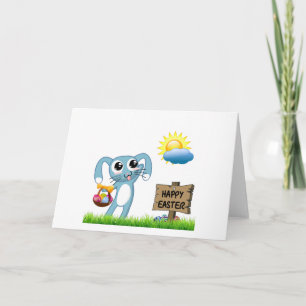 Tarjeta Easter Bunny desea una feliz Pascua