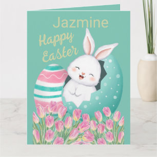 Tarjeta Easter Bunny Egg Tulips