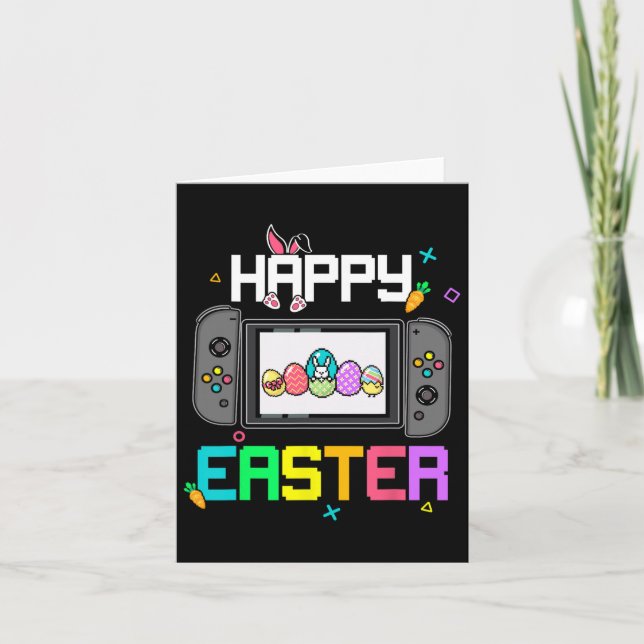 Tarjeta Easter Bunny Egt Hunt Gamer Niños Boys Video G (Anverso)