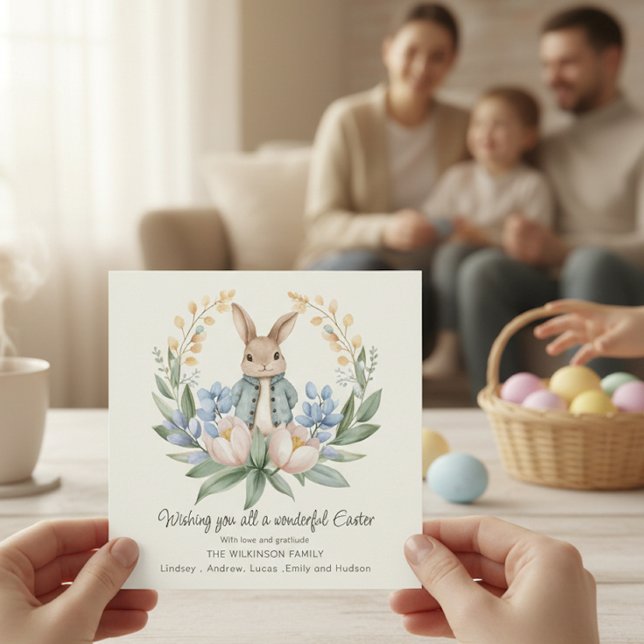 Tarjeta Easter bunny Floral Easter Greeting Card (Subido por el creador)