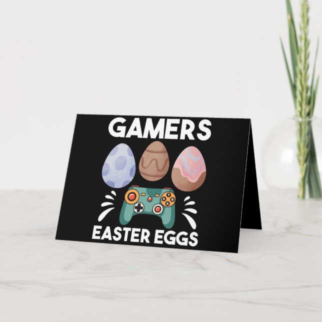 Tarjeta Easter Bunny Gamer Gaming Boy Love Easter Eggs (Anverso)