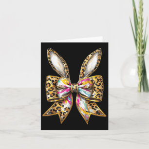 Tarjeta Easter Bunny Leopardo Coquette Bow Happy Easter Gi