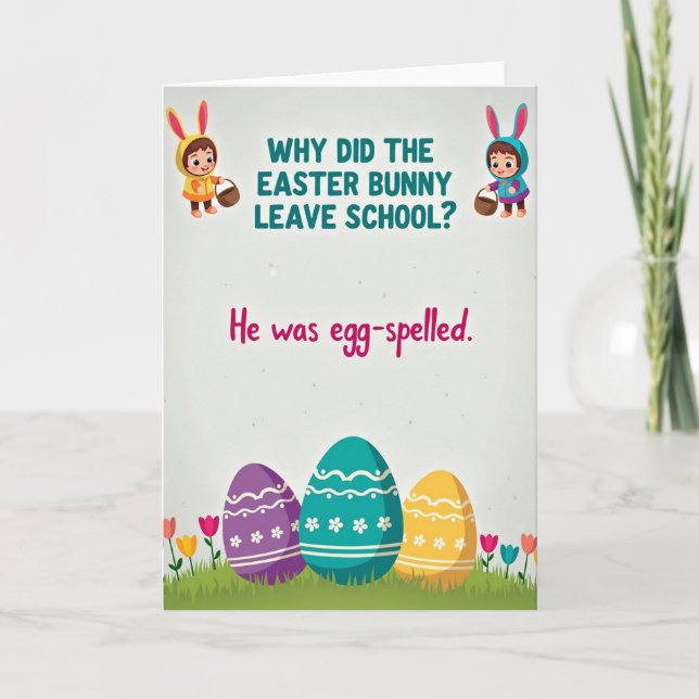 Tarjeta Easter Bunny Riddle Funny Card (Anverso)