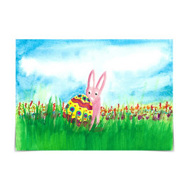Tarjeta Easter Bunny With Colourful Egg  in Garden Card